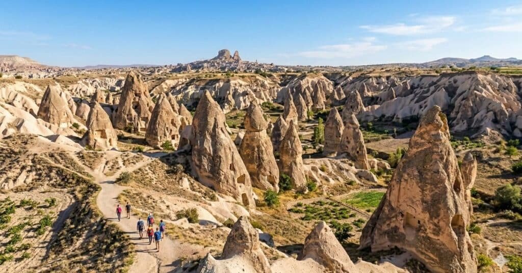 Fairy chimneys rock formations in Love Valley Cappadocia