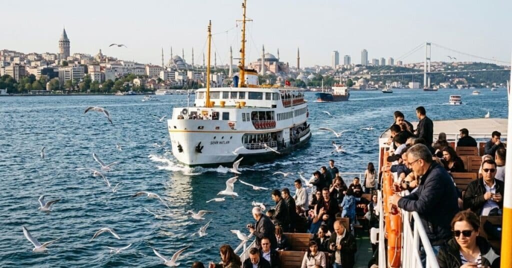 Traditional ferry crossing the Bosphorus