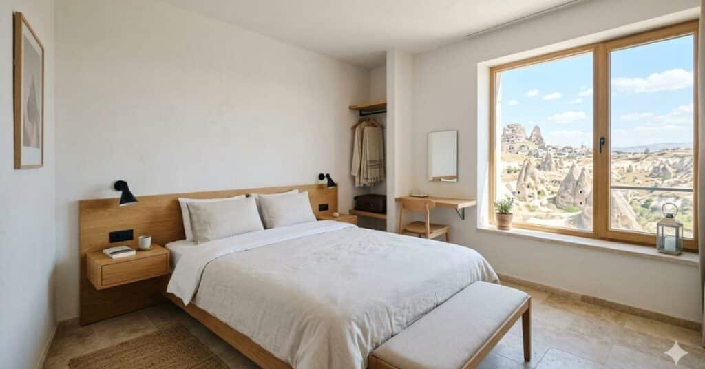 Affordable hotel room with Cappadocia view