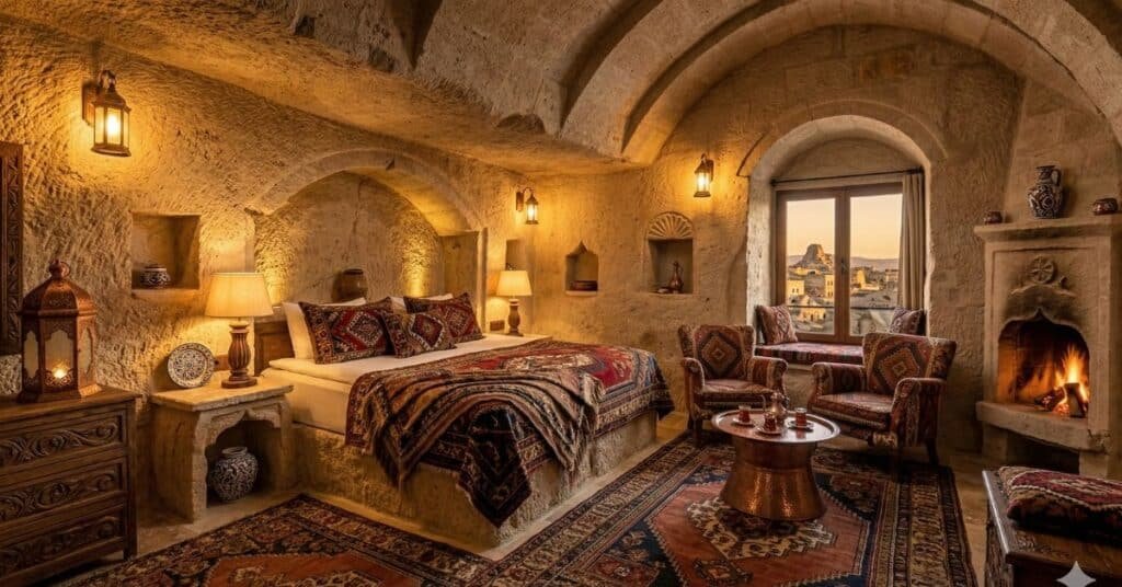 Luxury cave hotel room in Cappadocia