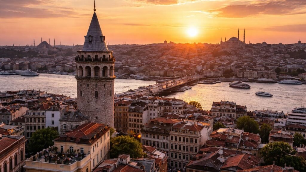 Galata Tower overlooking Istanbul city