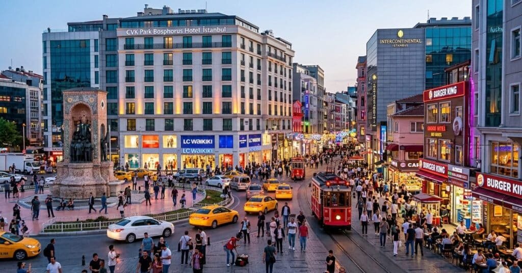 Hotels and nightlife area around Taksim Square Istanbul