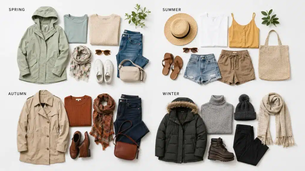 Seasonal clothing arranged for travel to Turkey